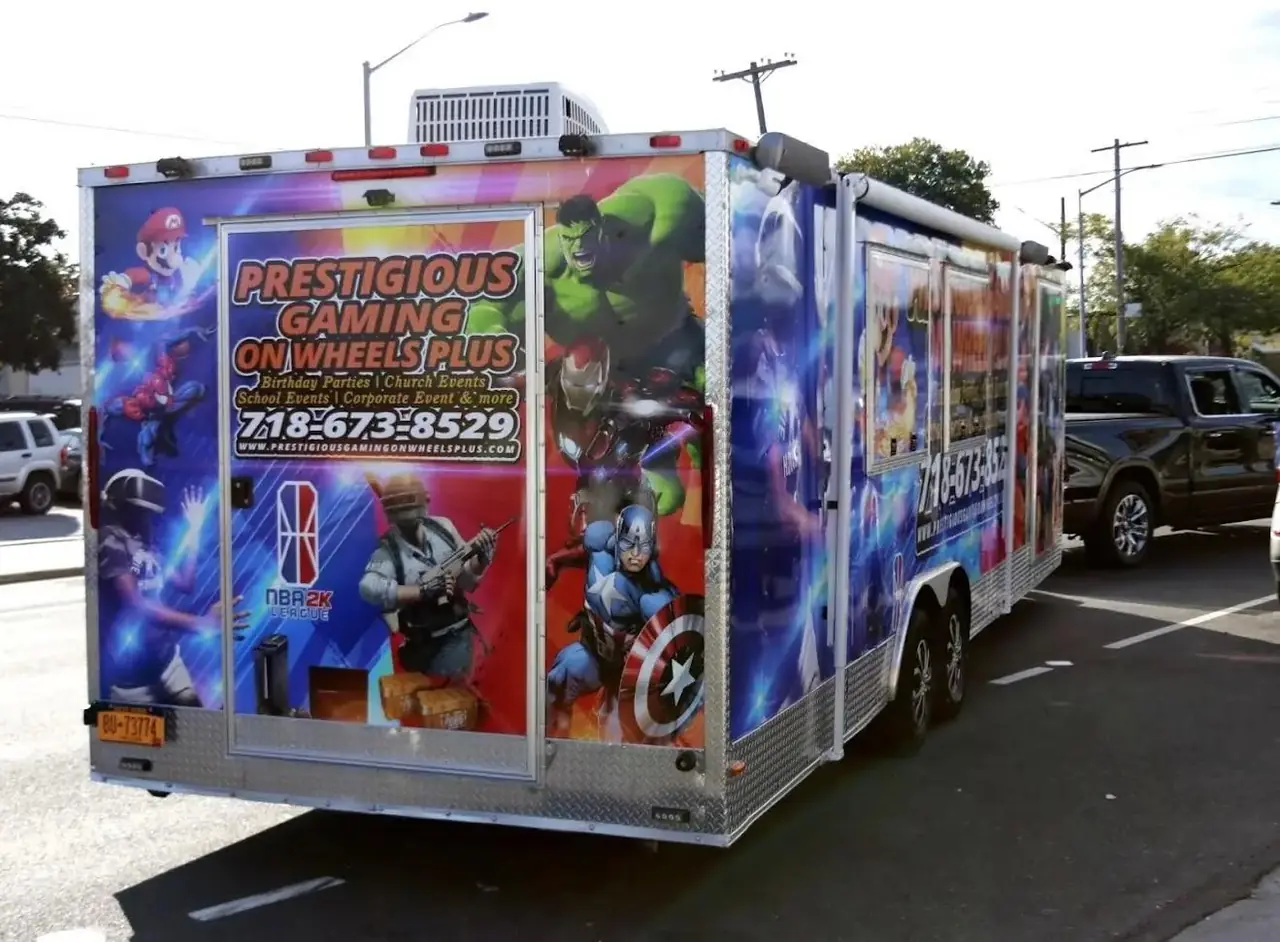 Game truck parked and ready for a party